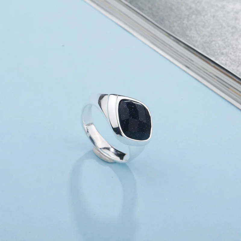 Женское кольцо из серебра 925 пробы с регулируемым камнем|Кольца| |