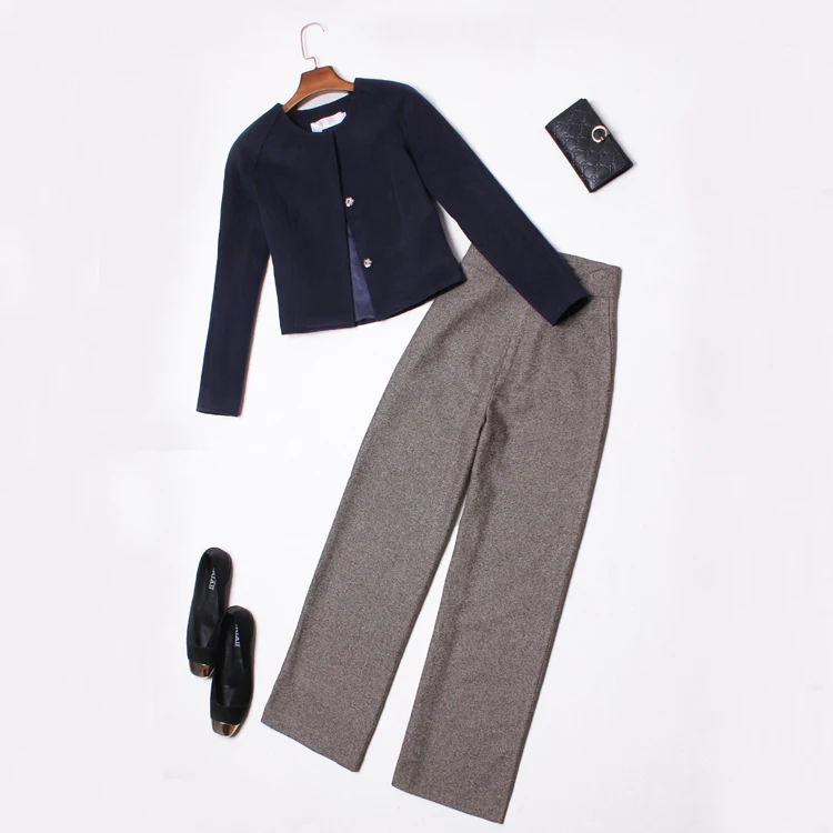 Брючный костюм для женщин на осень и зиму стильный короткий Блейзер куртка брюки