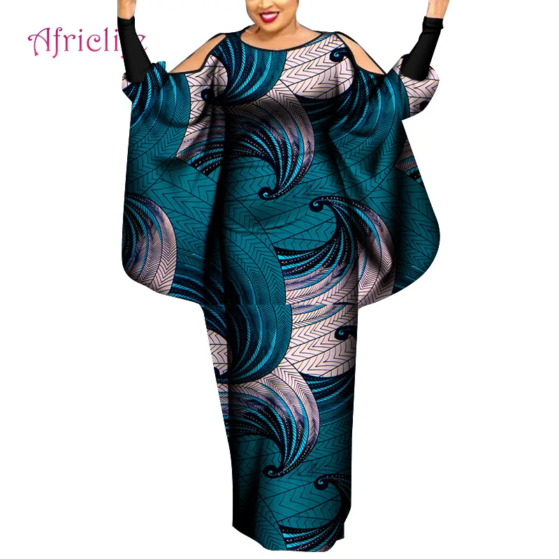 Africain Femme Print Dashiki Clothes Plus Size Women Dress Batwing Sleeve Ankara Lady Party Clothings WY8936