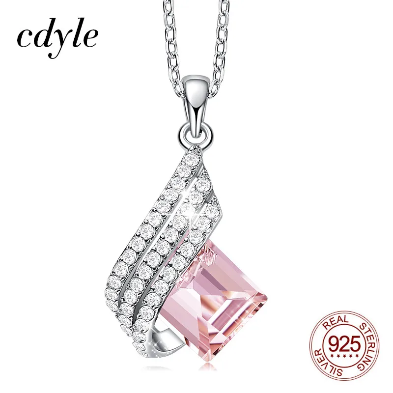 Cdyle женское ожерелье с кулоном геометрической формы розовым цирконием из