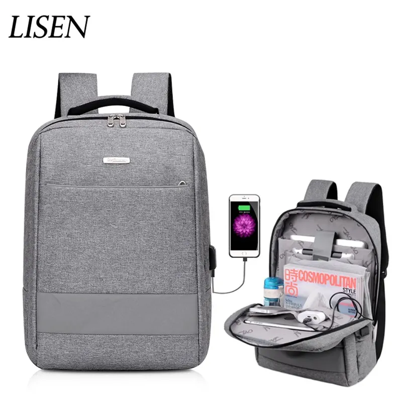 Сумка для ноутбука Мужская зарядка через usb Водонепроницаемый Рюкзак 13 14 15 6