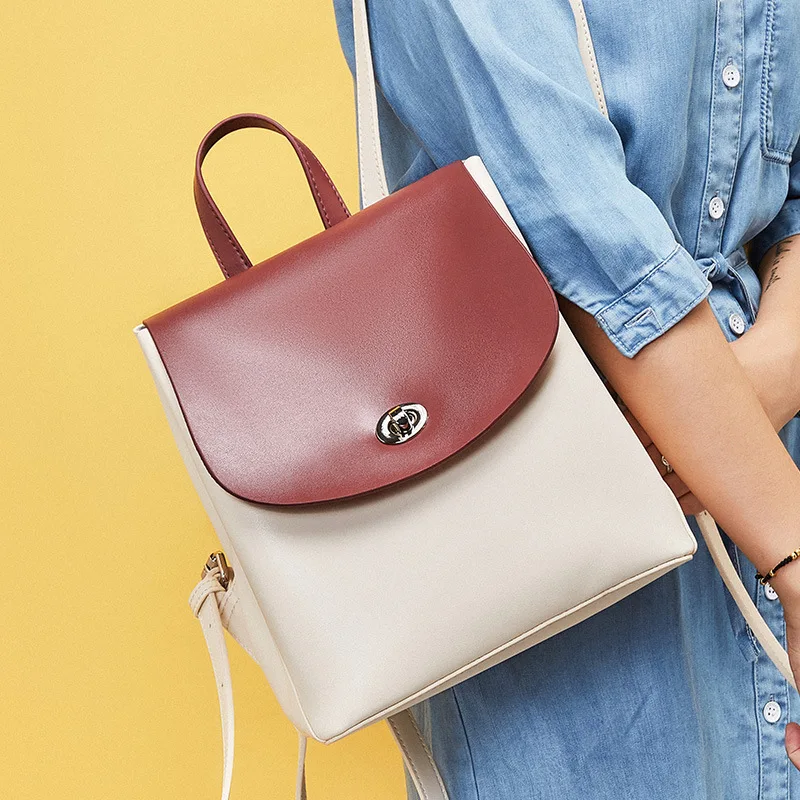 Рюкзак для женщин 2019 100% натуральная кожа рюкзак Сумка Натуральная крупного