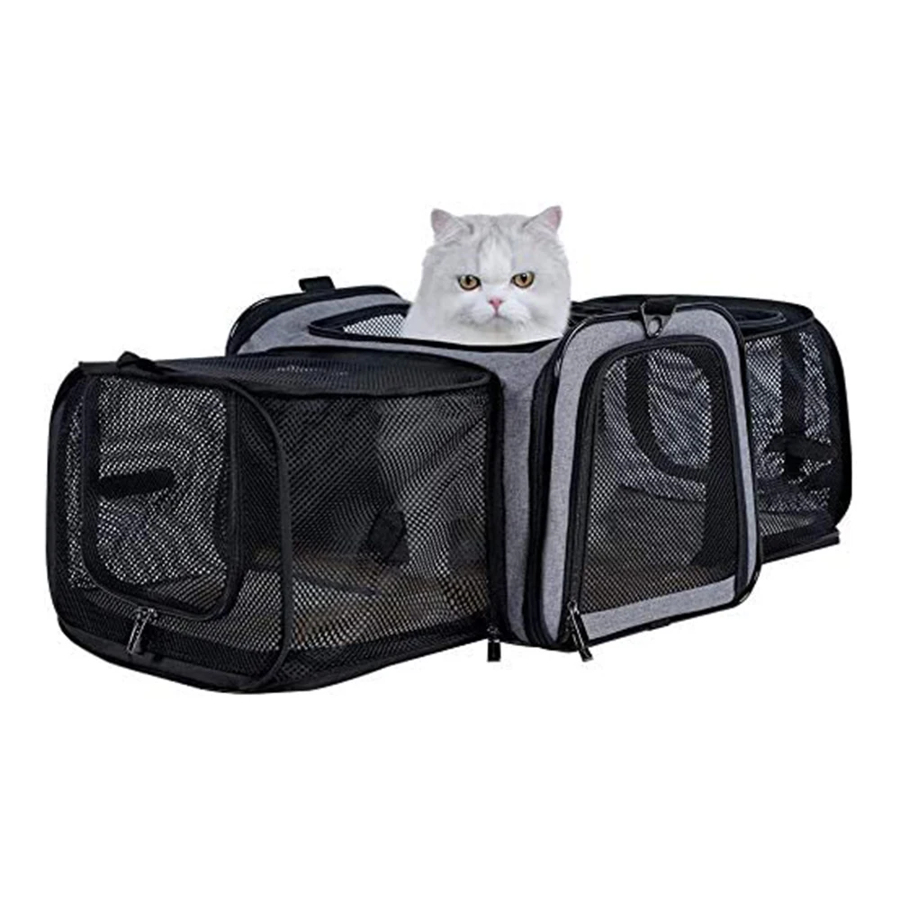 

Airline Approved Carrier with 2 Large Extensions for Pets up to 15 Pounds Solid Expandable Portable Soft Dog Carriers