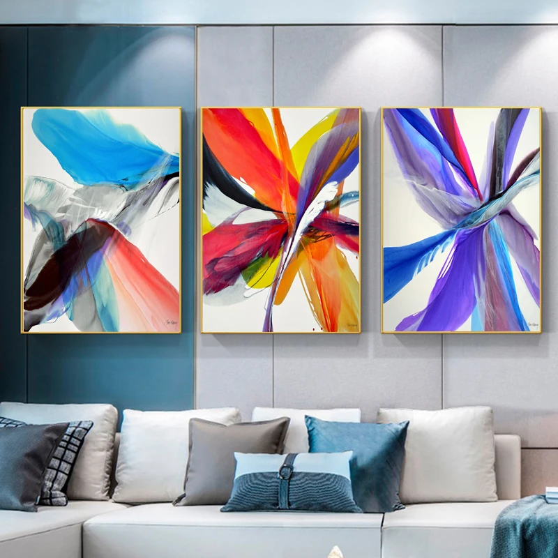 

Abstract Feather Wall Art HD Prints on Canvas Paintings Feathers of Hope Colorful Posters and Prints Picture Living Room Decor