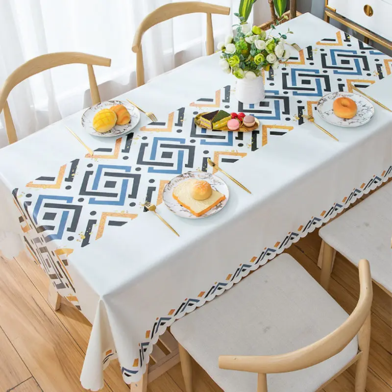 

Домашний декор, скатерть из ПВХ, элегантное прямоугольное украшение для свадебной вечеринки, покрытие для обеденного стола, водонепроницае...