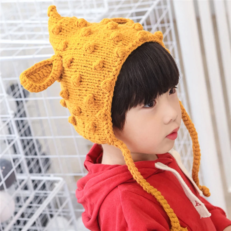 

Cute Hat For Baby Cap Cover Ear Thick Warm Autumn Winter Hat Outdoor Travel Cap For Kids Knitting Beanie Hats