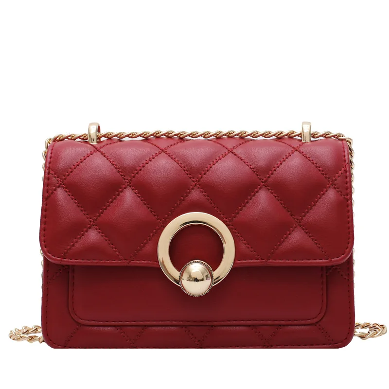 

Chain Brand Designer PU Leather Crossbody Bags For Women 2021 Simple Fashion Shoulder Bag Lady Luxury Small Handbags