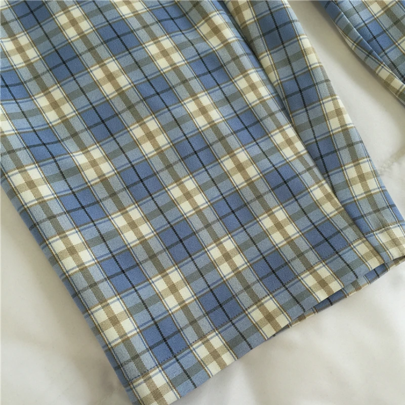 

Casual Pants Women Plaid Straight Loose BF Korean Style Streetwear Leisure Trousers Trendy All-match Girls Button Chic