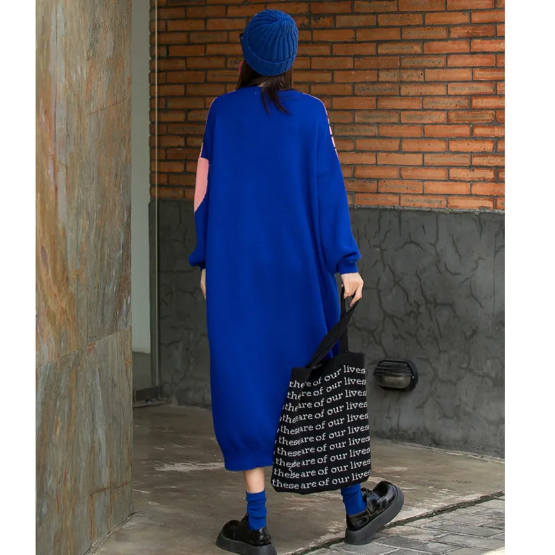 Женское платье-свитер с длинным рукавом средней длины | Женская одежда