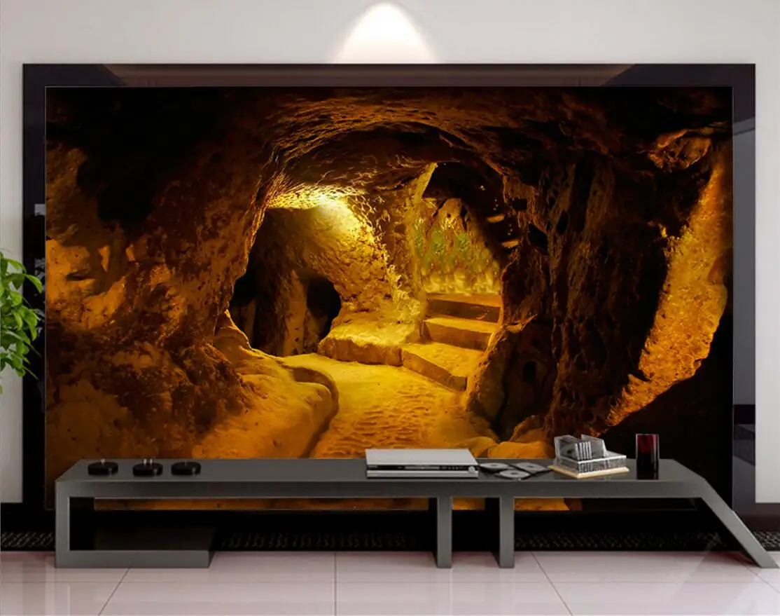 

Custom Wallpaper Retro Cave Cellar Background Mural Tapestry TV Background Wall Home Decor Living Room Bedroom 3d wallpaper