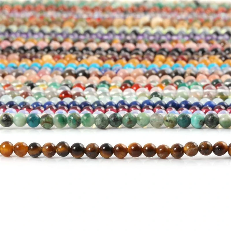 

AA+ 2 3 4mm Natural Tigereye Agates Garnet Quartz Crystal Stone Beads Round Loose Beads For Jewelry Making DIY Bracelet 15''
