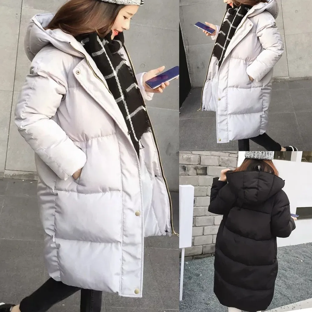 Женское толстое Свободное пальто средней длины повседневное длинное хлопковое