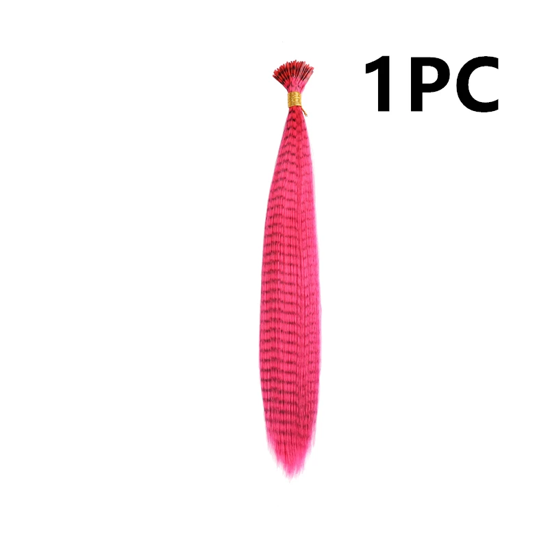 1PC Pink Набор из 10 шт. красочные очаровательные гризли перья для наращивания волос Длинные прямые парикмахерские принадлежности кольца со звеньями для волос - Цвет: 1PC Pink