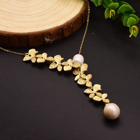 Женское Ожерелье GLSEEVO из стерлингового серебра 925 пробы с подвеской из натурального пресноводного жемчуга, свадебные ювелирные украшения GN0110