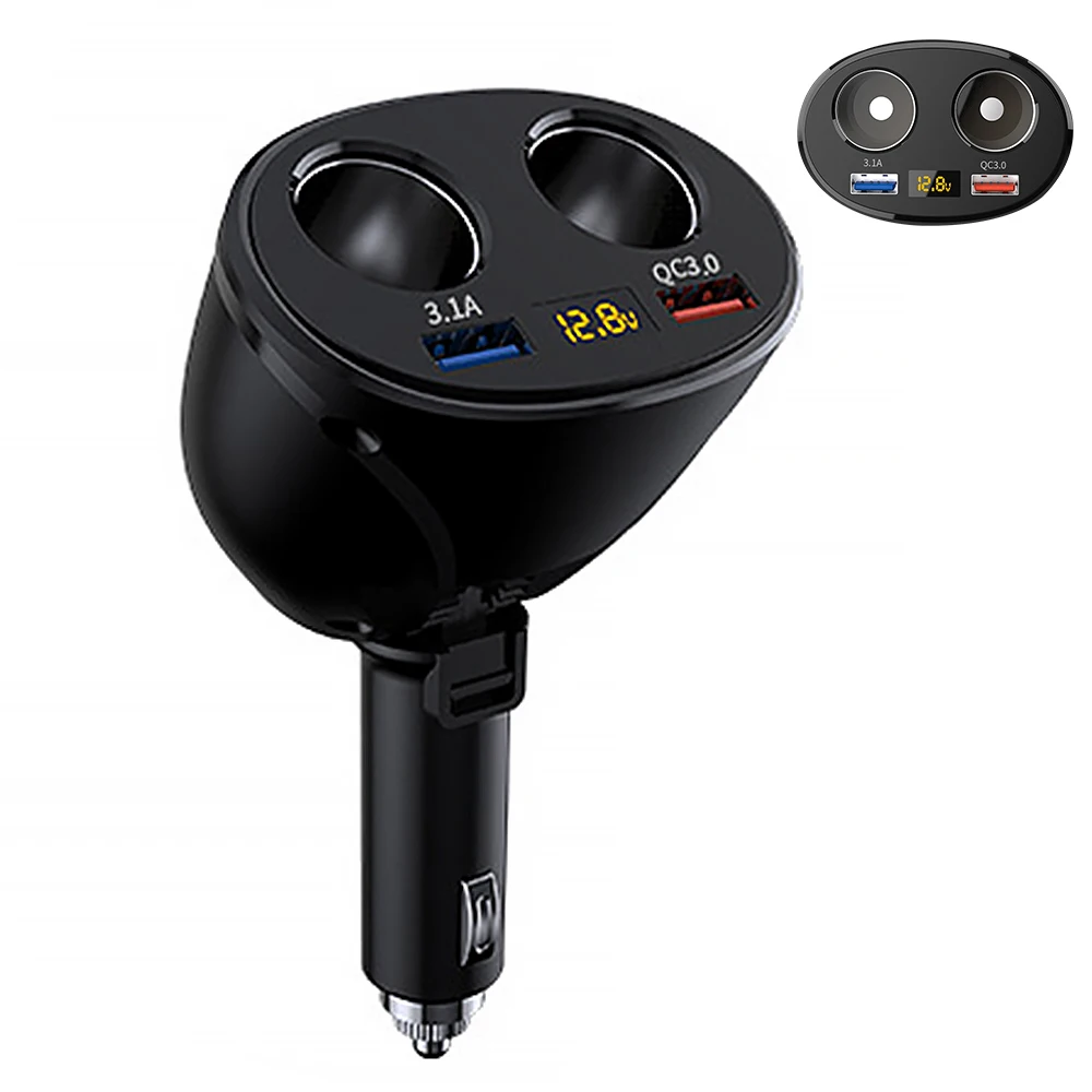 100W 2 Разветвитель Прикуривателя Зарядное устройство QC 3 0 двойной Порты USB 1