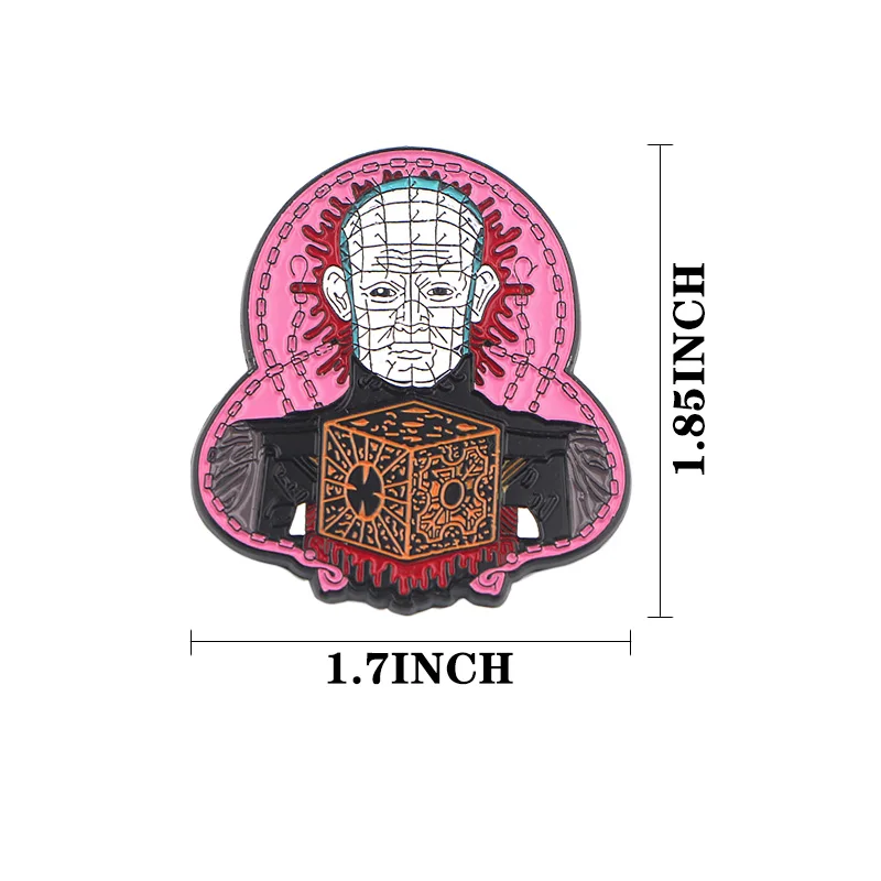 

K858 Wholesale 20pcs/lot Hellraiser Horror Metal Enamel Pins and Brooches for Men Lapel Pin backpack bags Hat Badge Kids Gifts