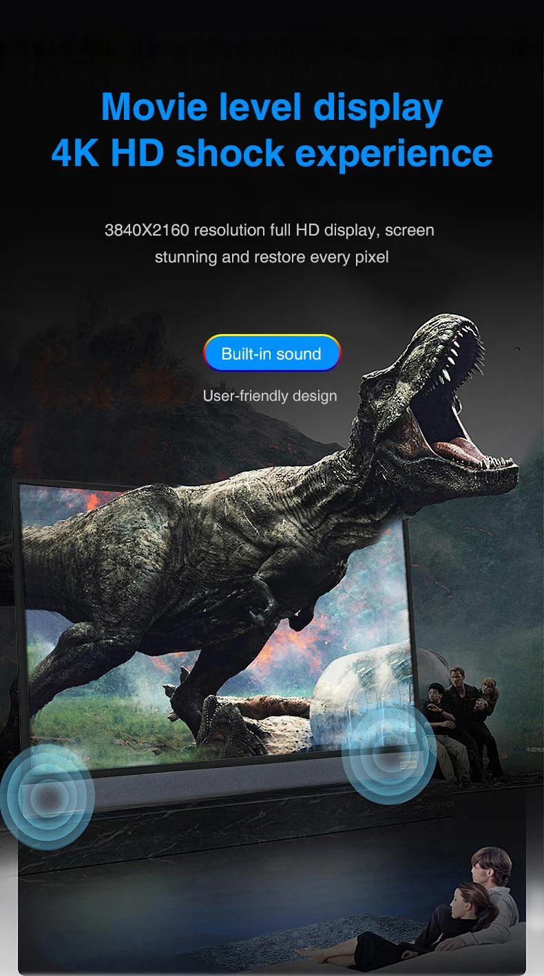 Новинка 15,6 дюймов 4K портативный компьютерный монитор PC TYPE-C HDMI PS4 Xbo x360 1080P ips FHD светодиодный USB-C монитор дисплей для Raspberry Pi