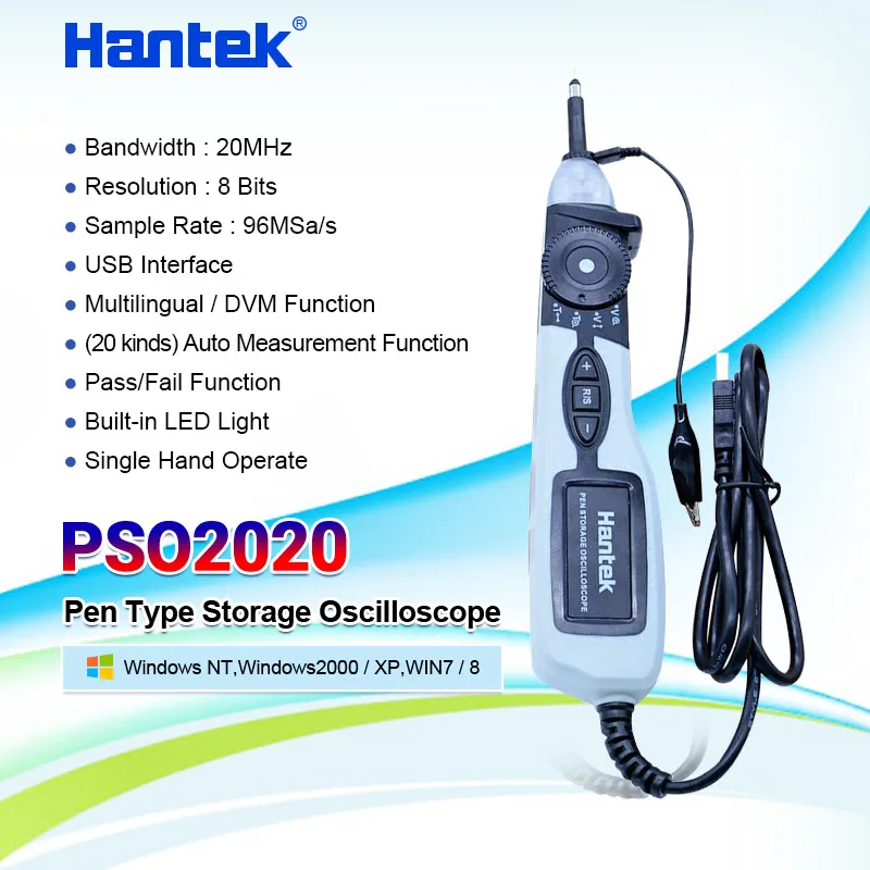 Цифровой осциллограф Hantek PSO2020 USB 20 МГц 96 Мвыб/с 1 канальный Портативный ручка