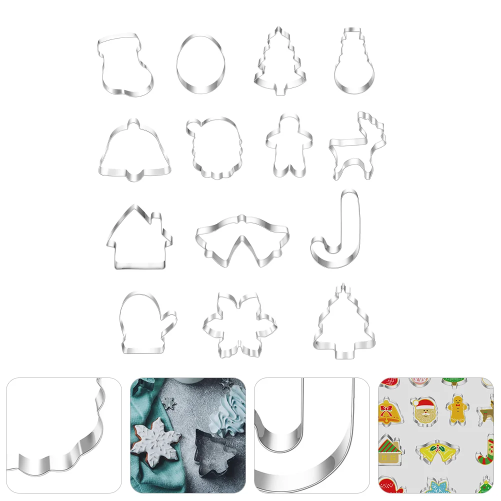 

14pcs Xmas Stainless Steel Cookie Baking Molds Home Unique Baking Molds