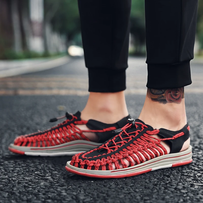 Fashion Woven Sandals Men Women Casual Sneakers Lightweight Running Shoes Breathable Outdoor Comfort Walking Jogging Shoes