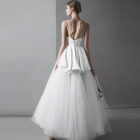 2021 luxury quality white suspender dress waist closing slim fitting elegant temperament sexy backless white wedding dress
