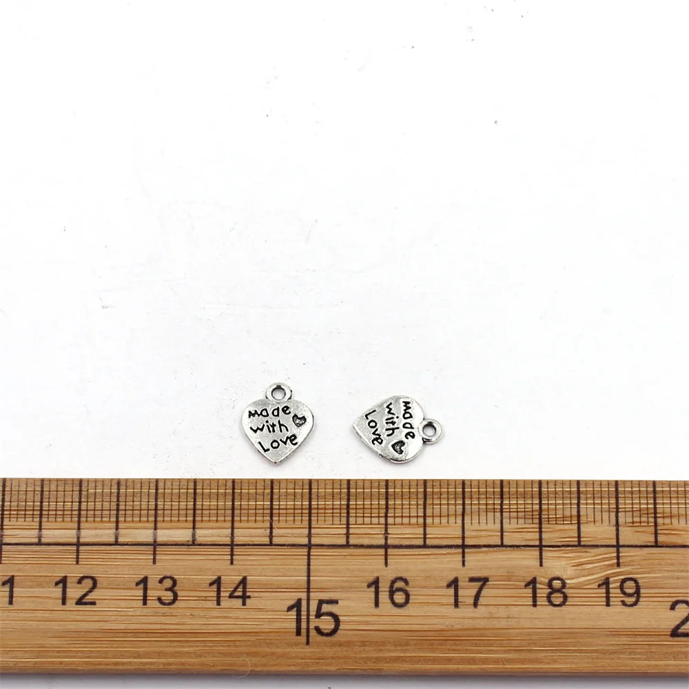 

9x12mm Heart Shaped Made With Love Charm Pendant For Jewelry Making