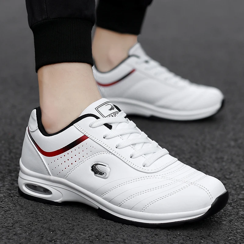 

2021 New Luxury Men Jogging Sneakers Leather Sport Shoes Mens Air Cushion Men Running Sneakers Lace Up Mens Sports Trainers