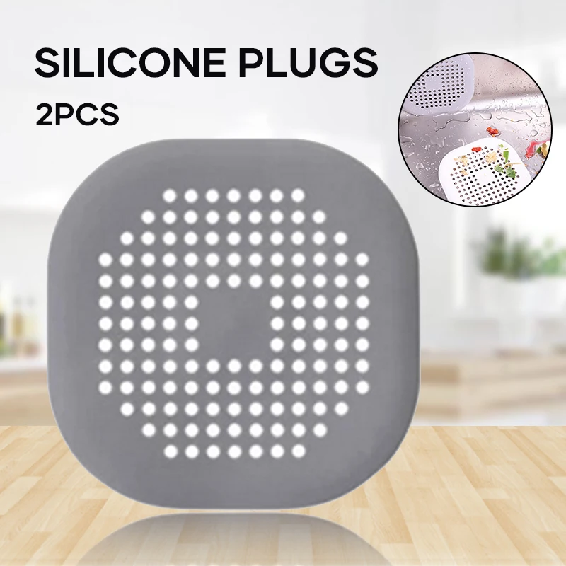 

Square Drain Cover Silicone Plug Hair Trap Filter Shower Drain Protection Strainer Stopper for Bathroom Bathtub Kitchen G10
