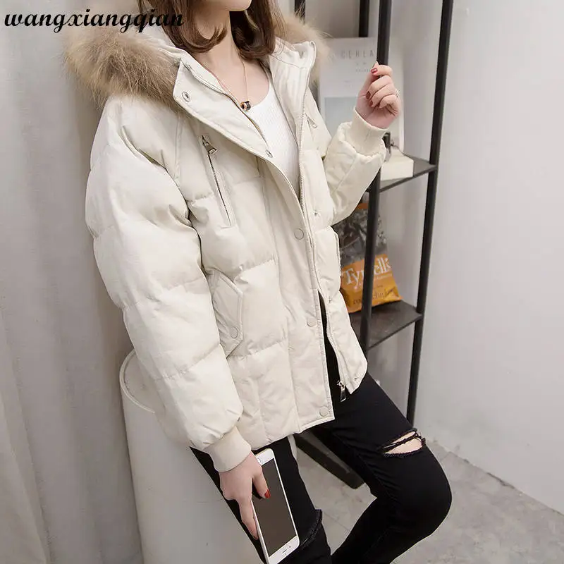 

Oversized Winter Cotton Coat Women's Fashion Loose Western Style Hooded Collar Thick Warm Zipper Design Female Cotton Wear Z62