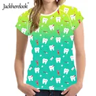 Jackhereluk Футболка женская Стоматологическая Футболка женские летние топы с милым мультяшным принтом дантиста женская футболка Повседневная футболка с коротким рукавом