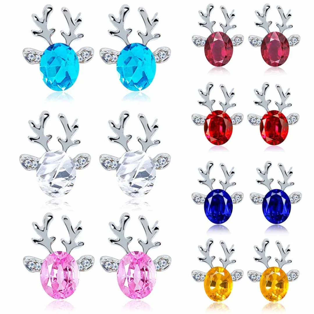Женские серьги гвоздики со стразами и оленями в Корейском стиле женские