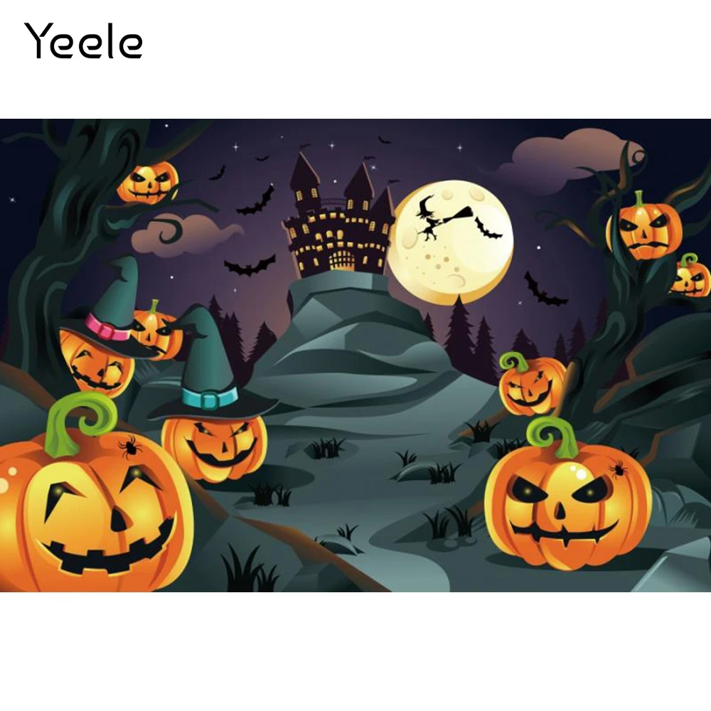

Yeele Halloween Photocall Castle Pumpkin Bat Moon Photography Backdrop Photographic Backgrounds For Photo Studio