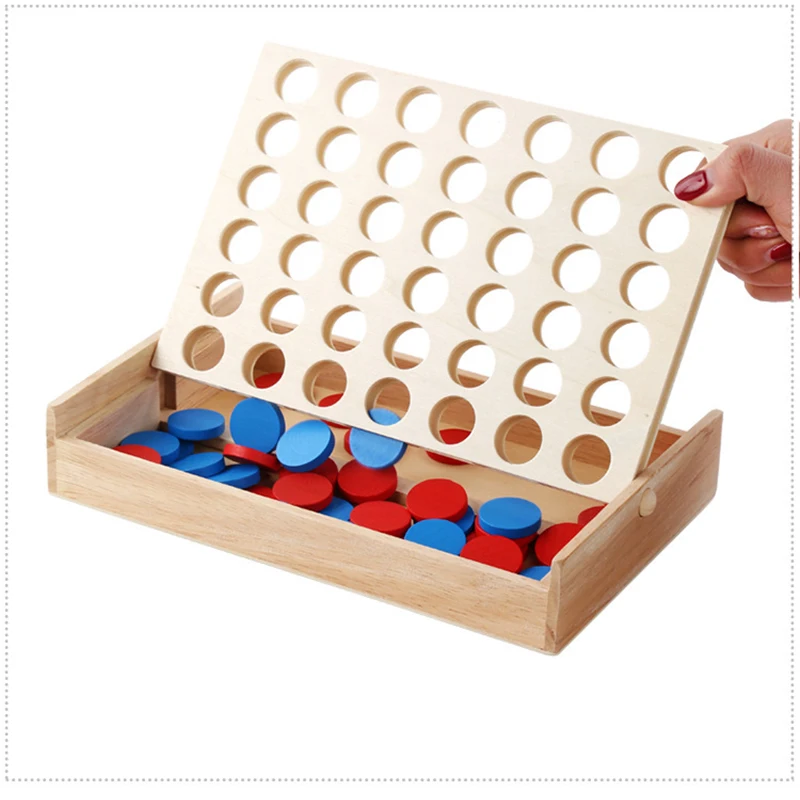 

Children 3D Connect Four Line Up Chess Wooden Toys Chess Thinking Logical Training Board Games Foldable Educational Puzzle Toys