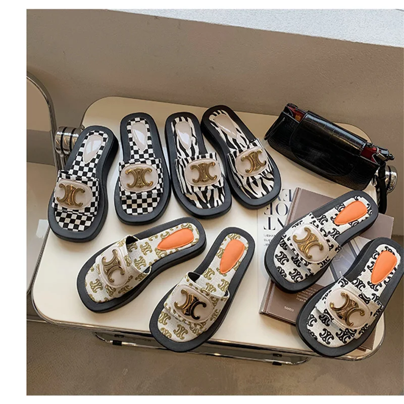 

Women's fashion Metallic Button Slippers Low Heeled Slippers Fashion Outwear Platform Shoes Wedge Heel Sandals