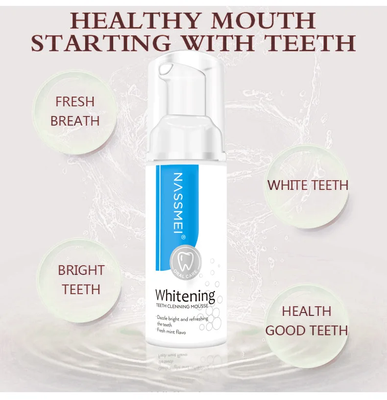 

60ML Mousse Clean Bad Breath Toothpaste Dazzling Whitening Teeth Cleaning Mousse Bright Refreshing teeth Fresh Mint