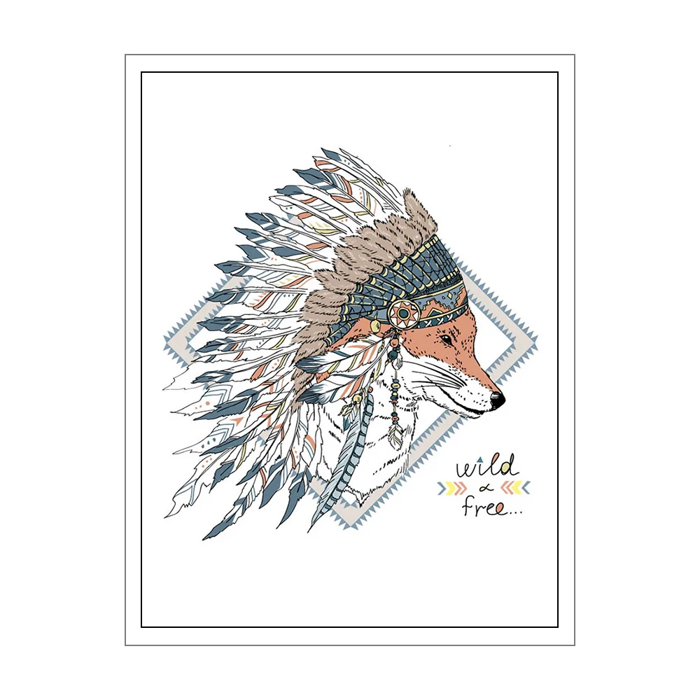 Индийские животные голова Хиппи мода олень лошадь Зебра A4 большой