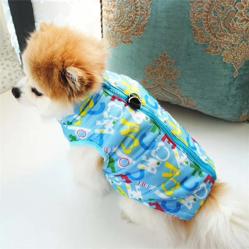 Waterproof Dog Coat Winter Puppy Winter Vest Clothes Small Dog Vest Jacket Chihuahua Yorkie Clothing Pet shop Sleeveless Zipper - Color: Light Blue