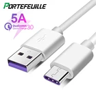 Зарядное устройство USB Type-C, 5A, 3,0, кабель 3,1, короткий, Тип C, быстрая зарядка для телефонов Samsung S10, Xiaomi Mi9, Huawei, Sony, Android