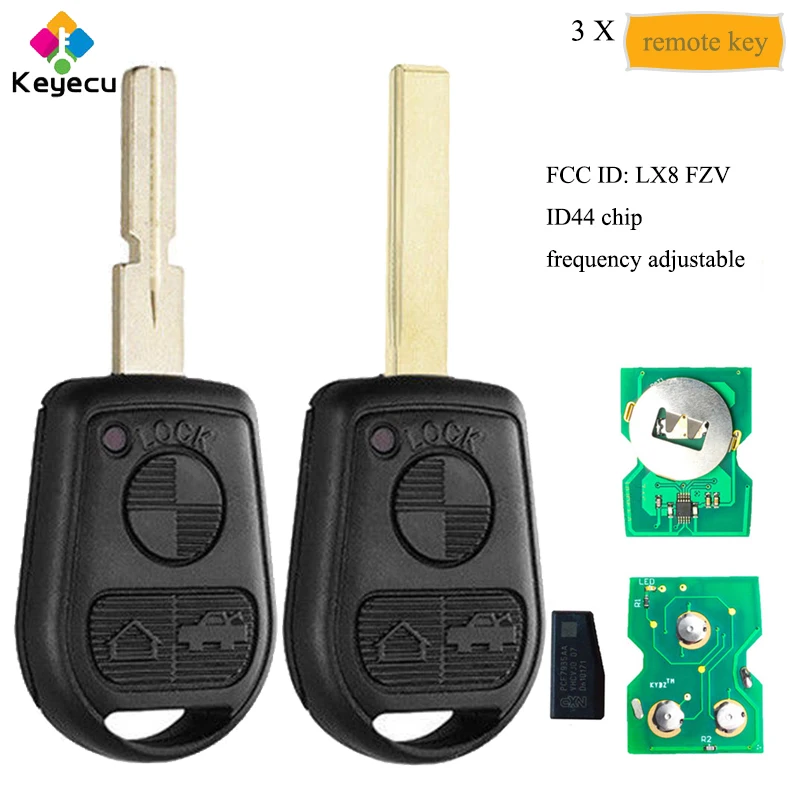 KEYECU 3 шт./лот EWS кнопочный дистанционный ключ для BMW 5 7 X5 X3 Z4 E38 E39 E46 Fob 315 МГц/433 МГц ID44