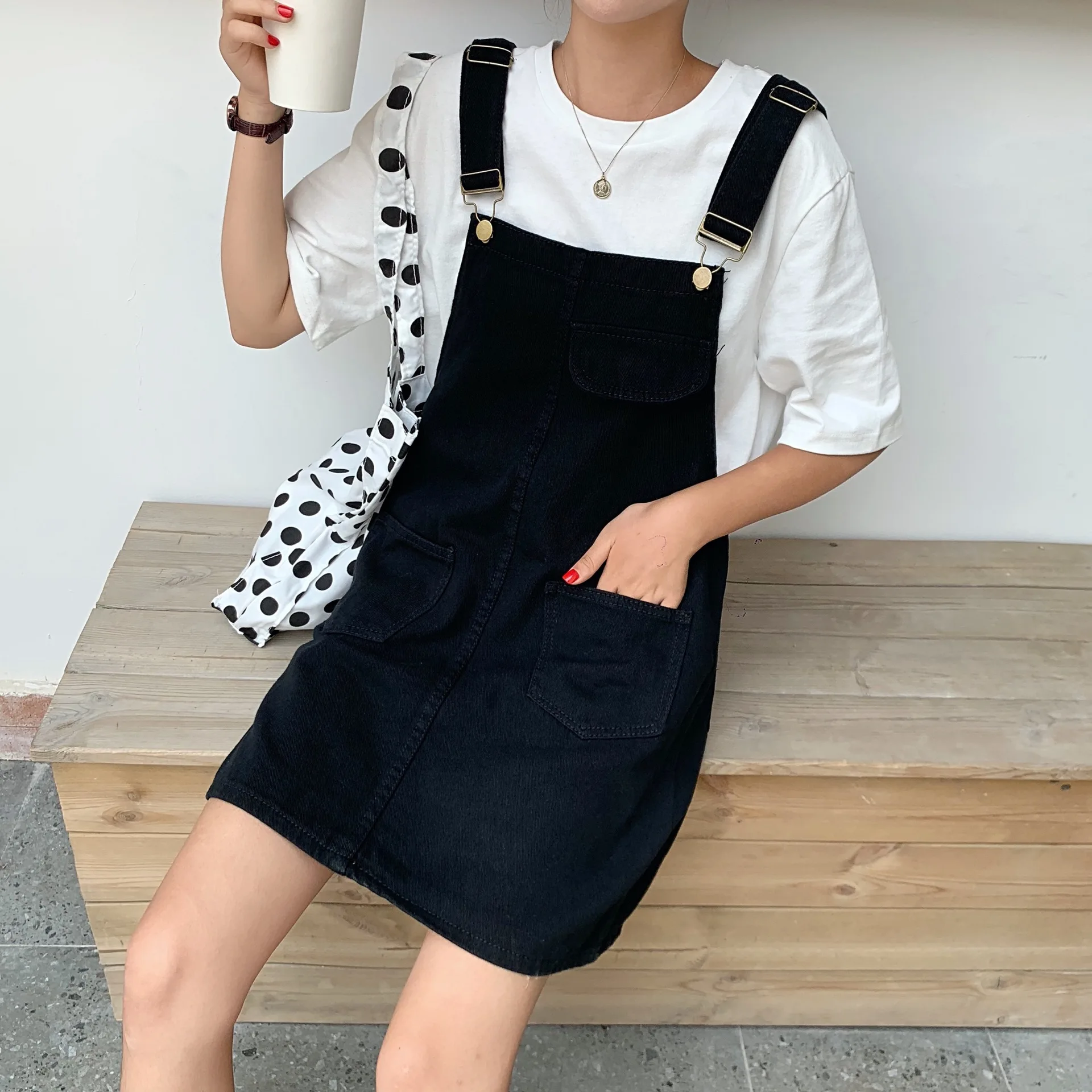 Платье женское джинсовое с регулируемыми лямками Повседневный Сарафан из денима