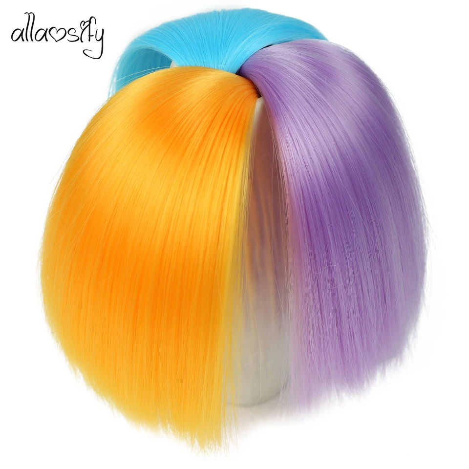Allaosify Bjd парик волос для куклы 25 см * 100 черного розового и белого цвета серый Цвет