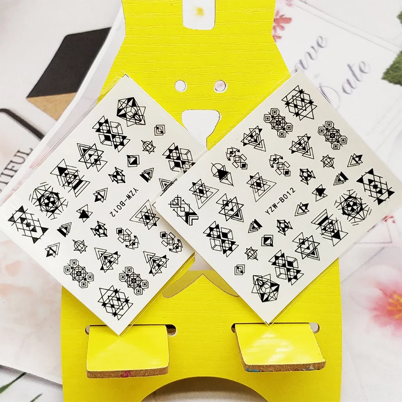 

2 Стикеры для ПК для ногтей с геометрическим рисунком Треугольники Линия Дизайн, украшение для ногтей, маникюр декор Акварельные переводные...