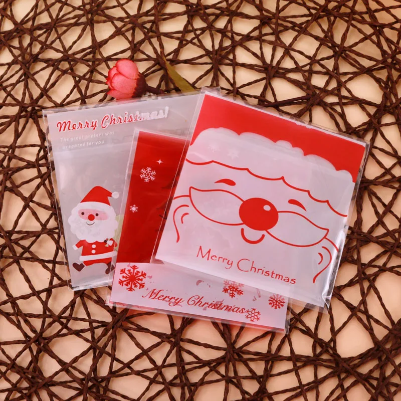 100 шт./лот Мультяшные подарочные пакеты Рождественская упаковка для печенья