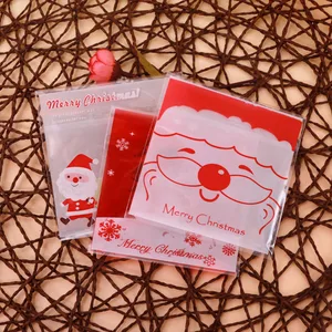 100 шт.лот Мультяшные подарочные пакеты, Рождественская упаковка для печенья, самоклеящиеся пластиковые пакеты для печенья, упаковка для конфет на день рождения