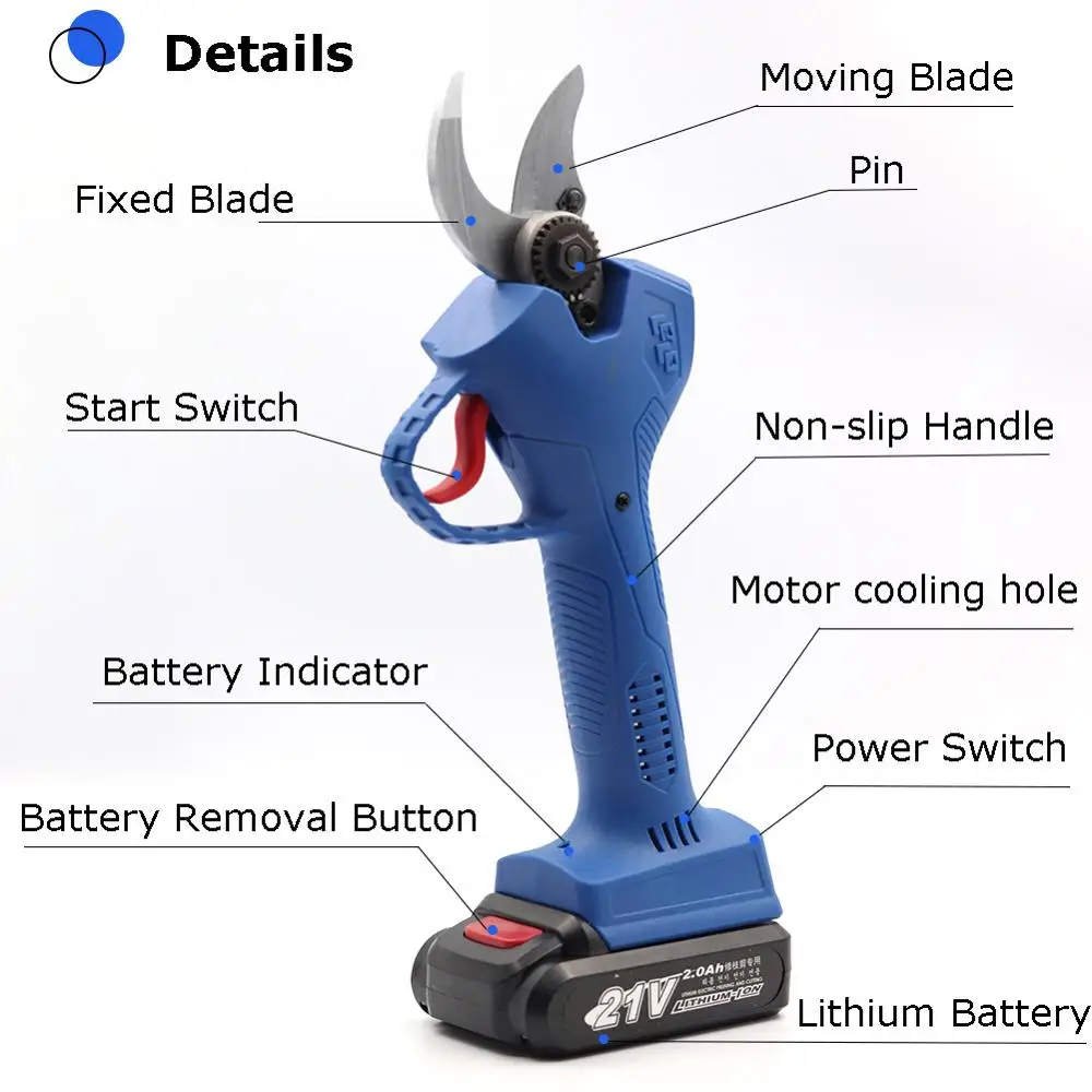 Новинка 21 в Li Ion аккумуляторные секаторные ножницы 30 мм быстро режущие