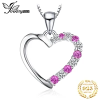 jewelrypalace heart love you created pink sapphire pendant fashion 925 sterling silver pendant necklace for women lover no chain