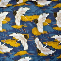 new 50145cm crane printed viscose textiles japan fabric design cotton silk