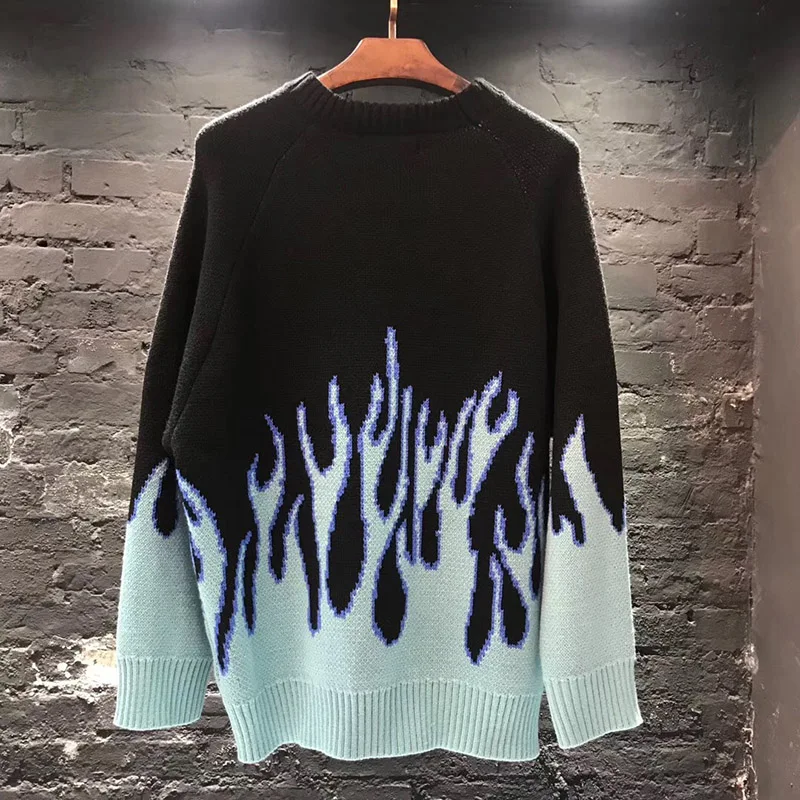 Новый мужской свитер в стиле хип-хоп с круглым вырезом цветной принтом виде