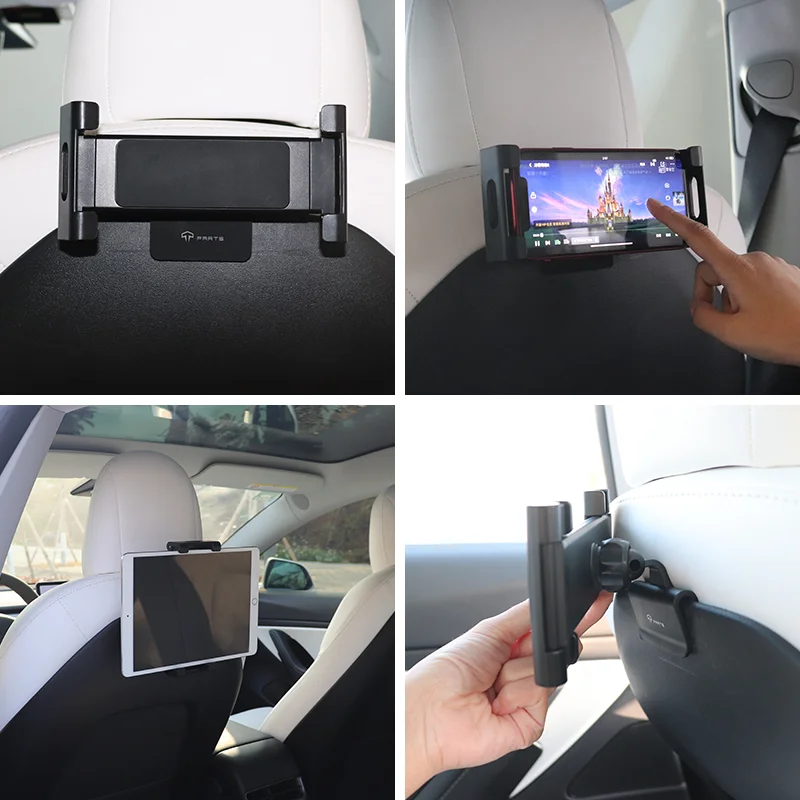 car back seat smart phone tablet holder bracket for ipad tesla model3 y accessories flexible 360°rotatin rear support frame free global shipping