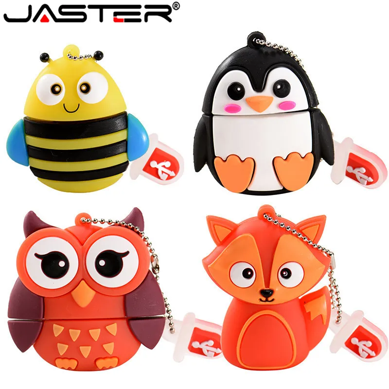 USB флеш накопитель JASTER с рисунком пингвина совы пчелы лисы 64 ГБ 8 16 32 2 0|USB